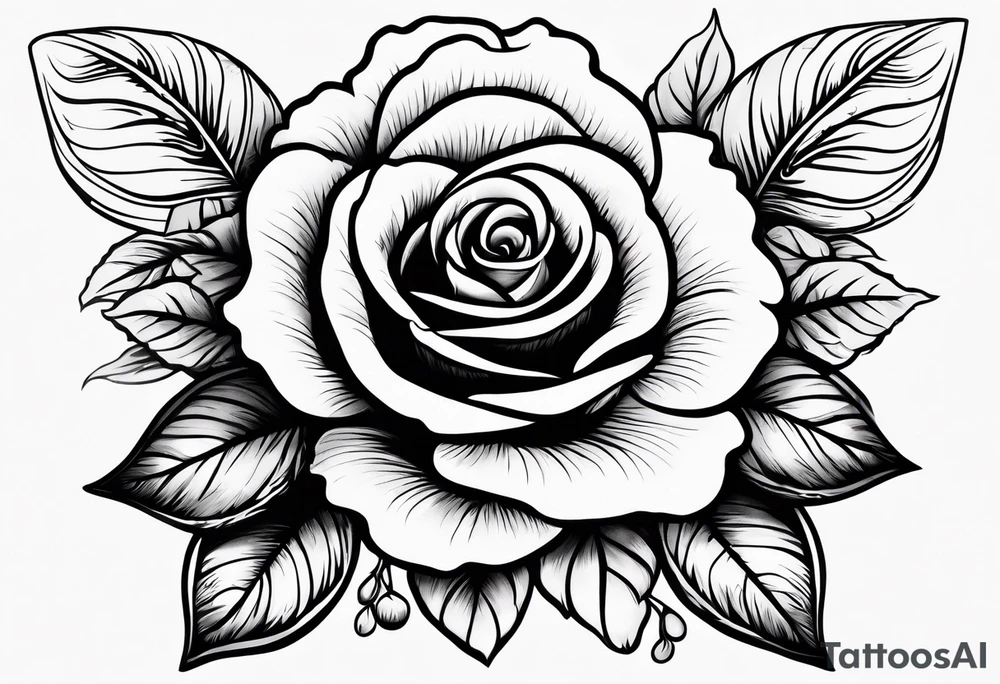 violets and rose tattoo idea