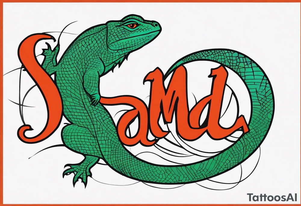 Jamal script with lizard tattoo idea