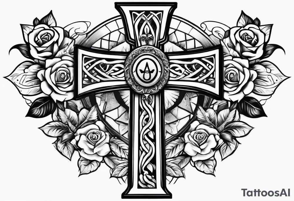 ankh with roses tattoo idea