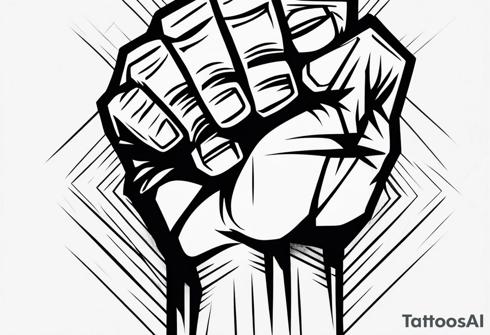 A clenched fist on the back using negative space techniques tattoo idea A clenched fist on the back using negative space techniques tattoo idea