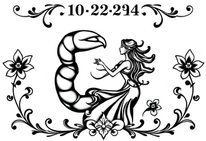 A cancer dedication with the date 10-22-24. With the name ‘Lady’. With salsa music and dancing elements. tattoo idea