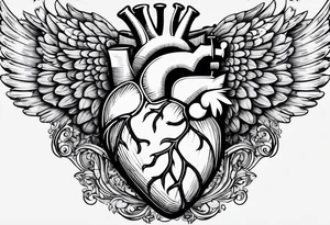 heart, wings, music tattoo idea
