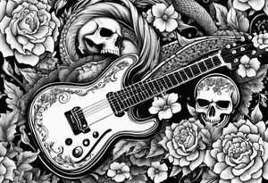 Guitar, skulls, flowers, cute dragon tattoo idea