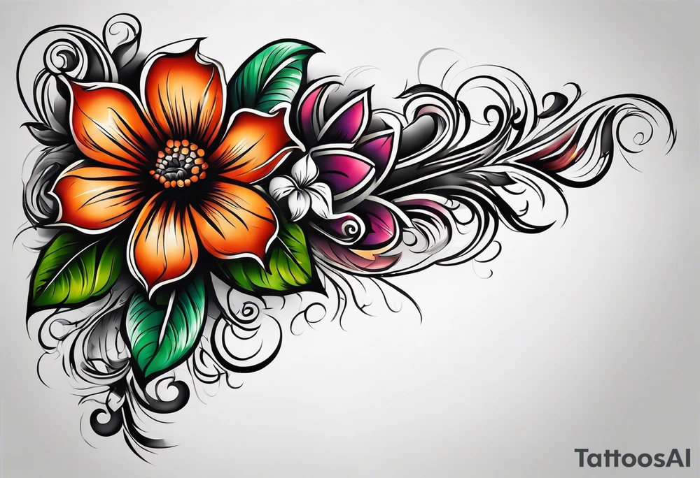 Fijian teeth and flower forearm tattoo idea