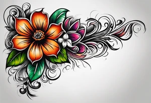 Fijian teeth and flower forearm tattoo idea