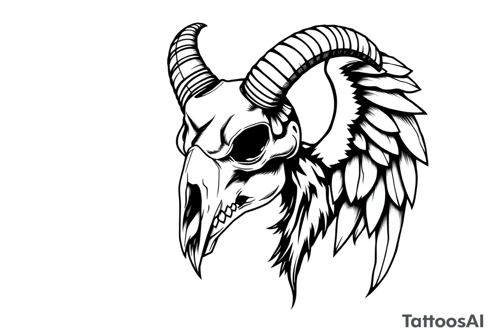 goat skull odd crying angel un tattoo idea