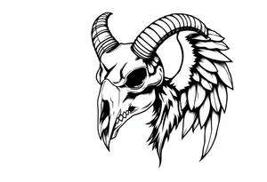 goat skull odd crying angel un tattoo idea