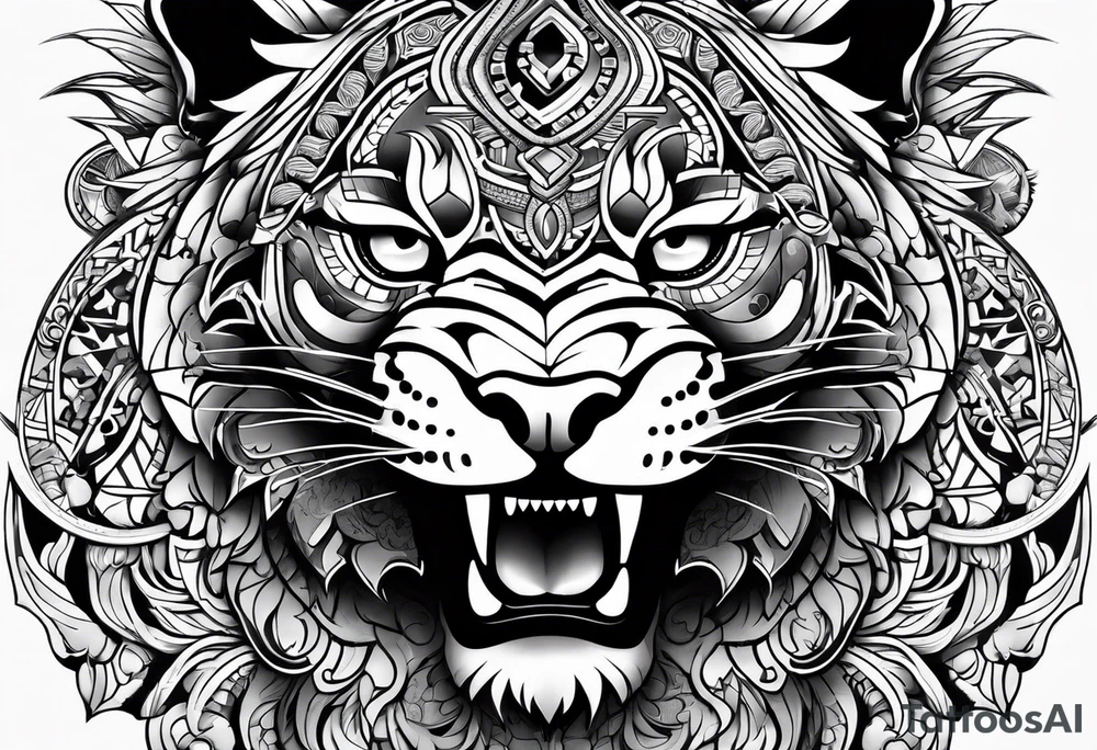 Fierce jaguar aztec shoulder tattoo idea