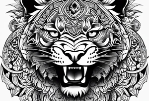 Fierce jaguar aztec shoulder tattoo idea