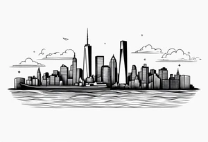 NYC skyline in the ocean tattoo idea