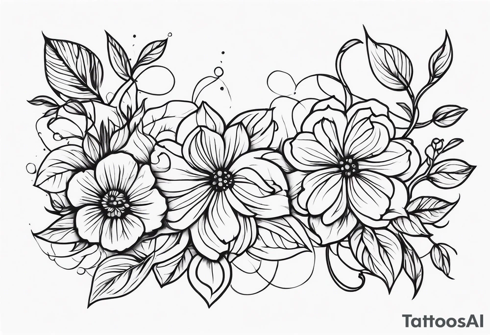 vines flowers straight line tattoo idea