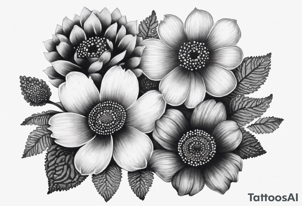 Paw print made of flowers tattoo idea