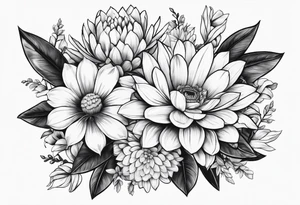 Forearm sleeve with cactus, daisies, and greenery tattoo idea