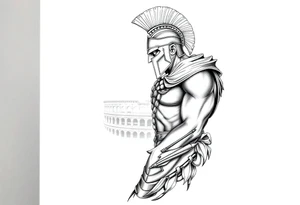 Spartan fighting in the Colosseum tattoo idea