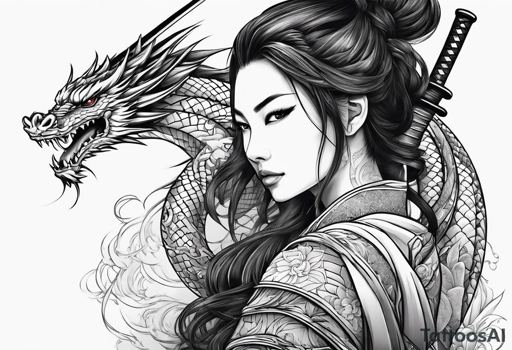 katana with dragon tattoo idea