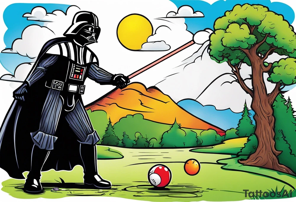 Darth Vader playing croquet with Bob Ross tattoo idea