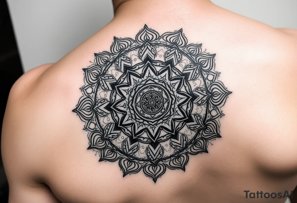 "Ozon logo morphing into a Tibetan mandala. Inside the mandala: hidden text 'Ты не клиент — ты продукт' in Old Church Slavonic font.  

Style: Gritty realism, like a badly done underground tattoo. Black ink, no shading." tattoo idea