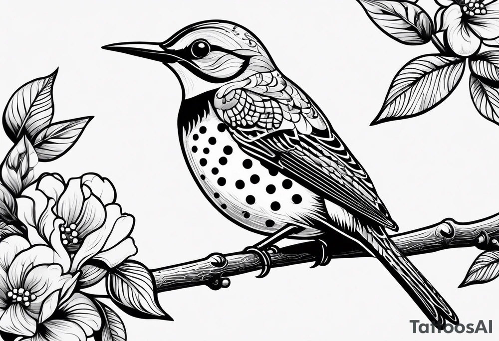 Female flicker bird tattoo idea