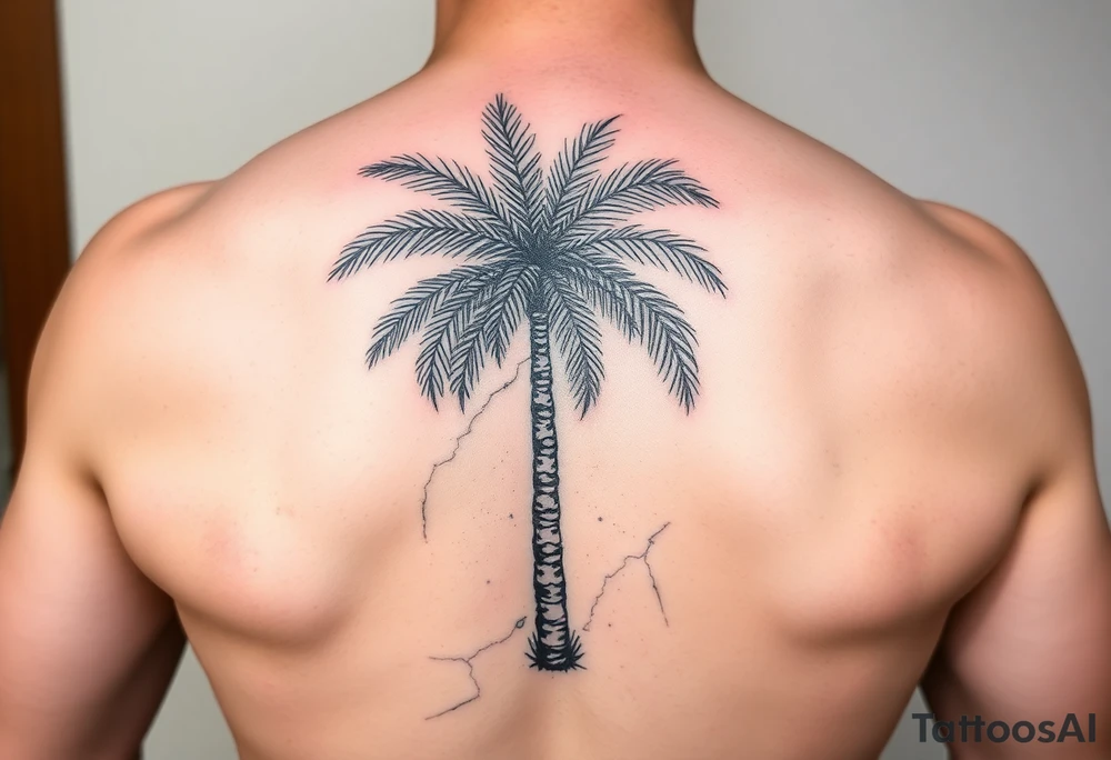 palm tree sleeve tattoo idea