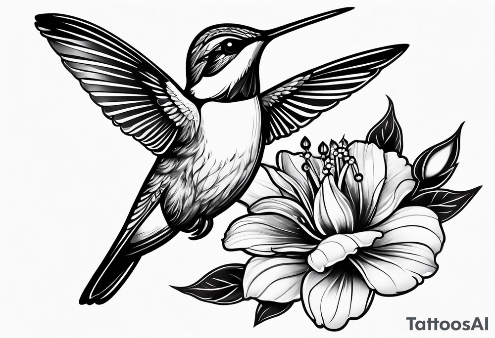 half hummingbird half flower tattoo idea