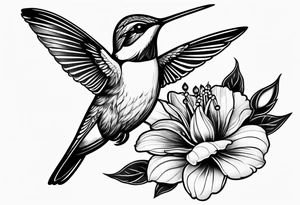 half hummingbird half flower tattoo idea