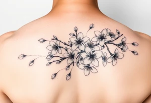 delicate cherry blossoms swirling in spring breeze with petals tattoo idea