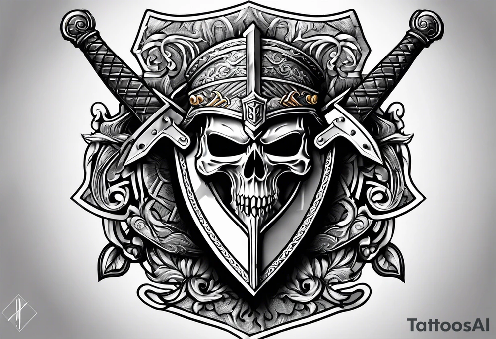 Valhalla sheild sword tattoo idea