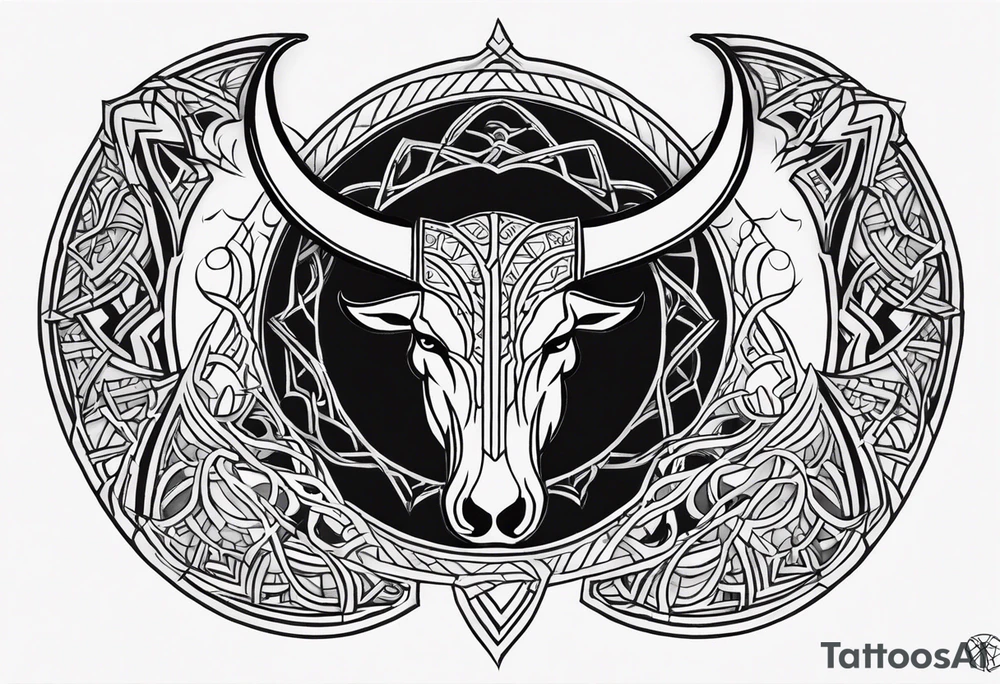Make a viking shest tattoo dat cover the howl chest use symbol the triple horns and the symbol web of wyrd tattoo idea