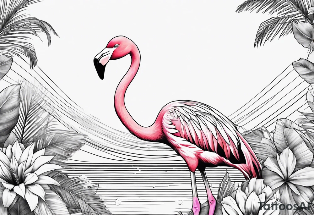 cute flamingo tattoo idea