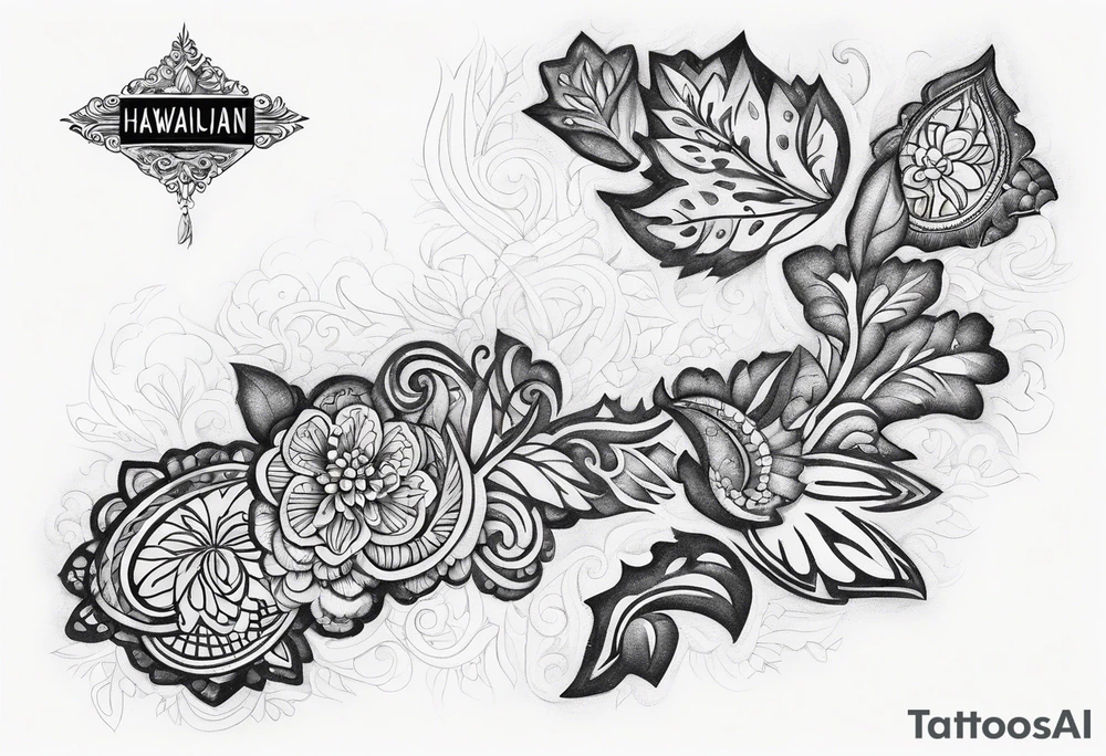 Hawaiian islands map paisley tattoo idea