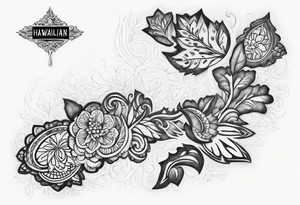 Hawaiian islands map paisley tattoo idea