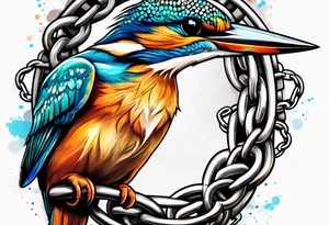 Kingfisher trapped in chains tattoo idea