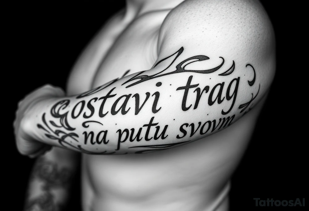 Make an arm tattoo representing the words ostavi trag na putu svom tattoo idea