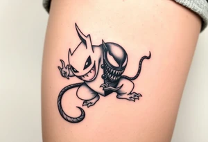 GENGAR FROM POKÉMON AND VENOM FROM MARVEL FUSION tattoo idea