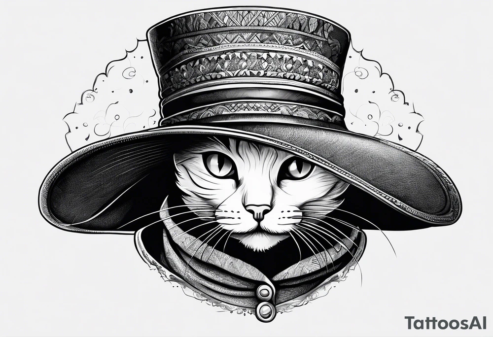 Black cat with funny hat and sweater tattoo idea Black cat with funny hat and sweater tattoo idea
