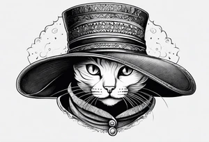 Black cat with funny hat and sweater tattoo idea