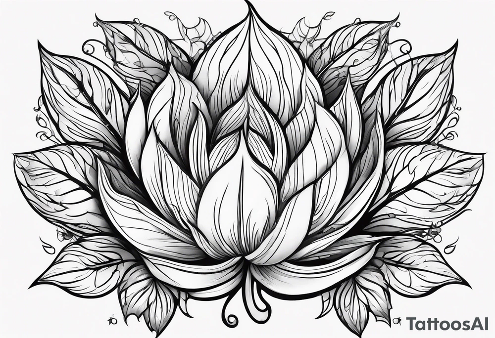 Curved leaves tattoo idea