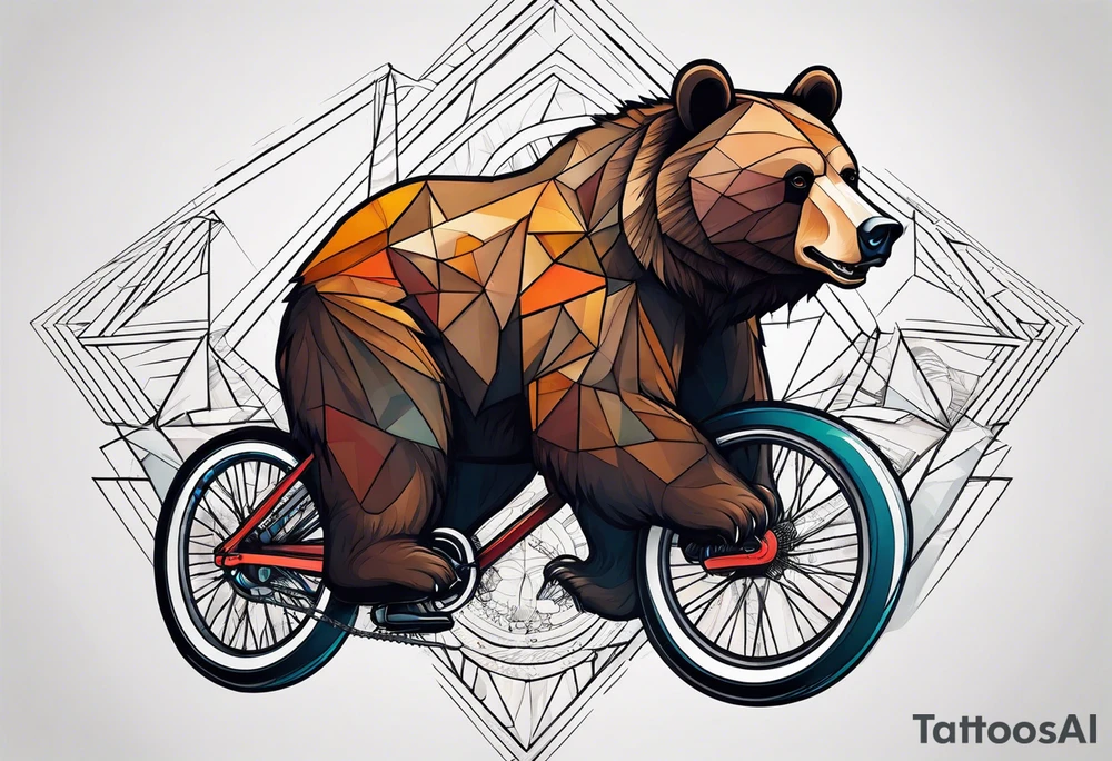 bear riding a bicycle tattoo idea