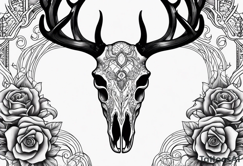 Deer skull with octopus tattoo idea