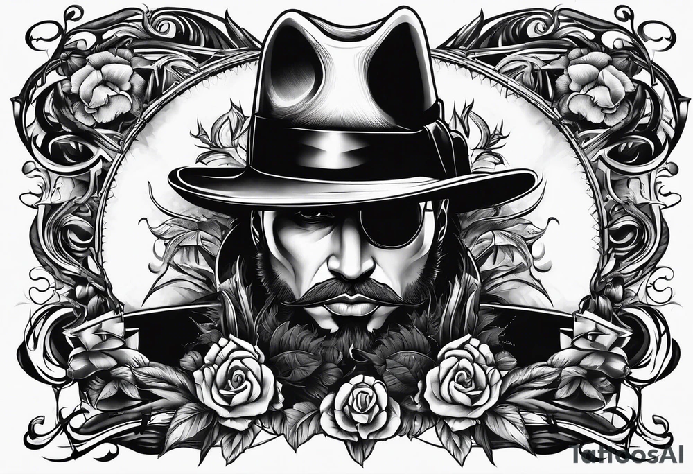 Gangster art in black and white tattoo idea