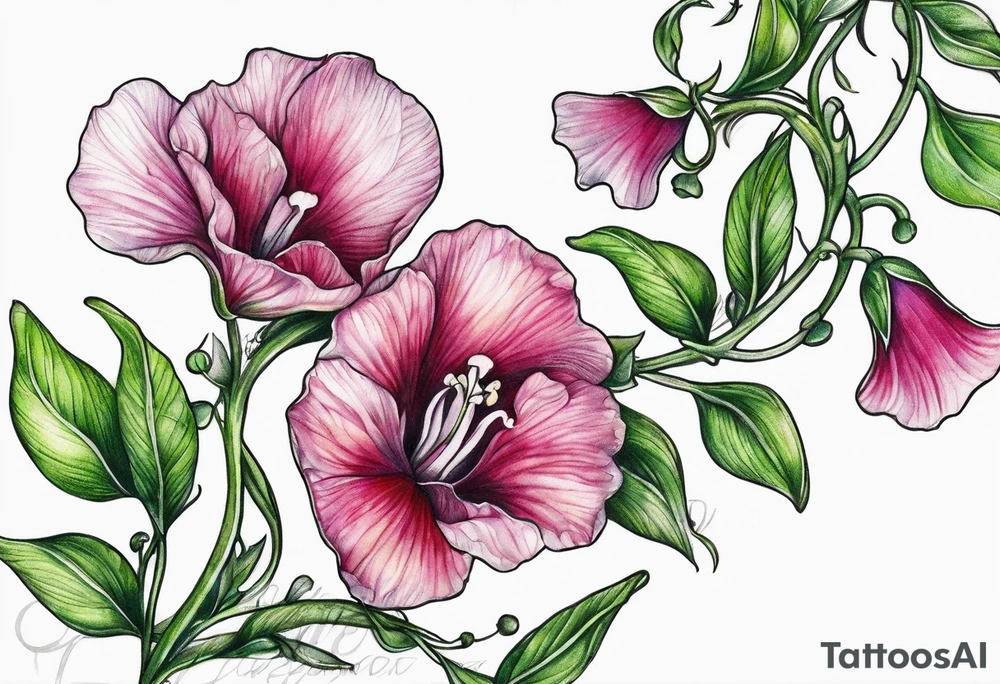 sweet peas vine design tattoo idea