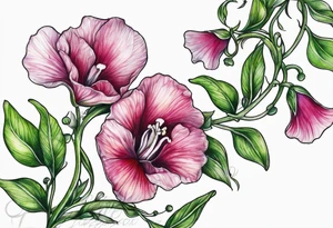 sweet peas vine design tattoo idea