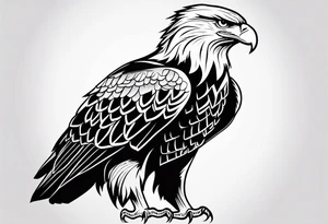 realistic eagle full body  sit face front tattoo idea