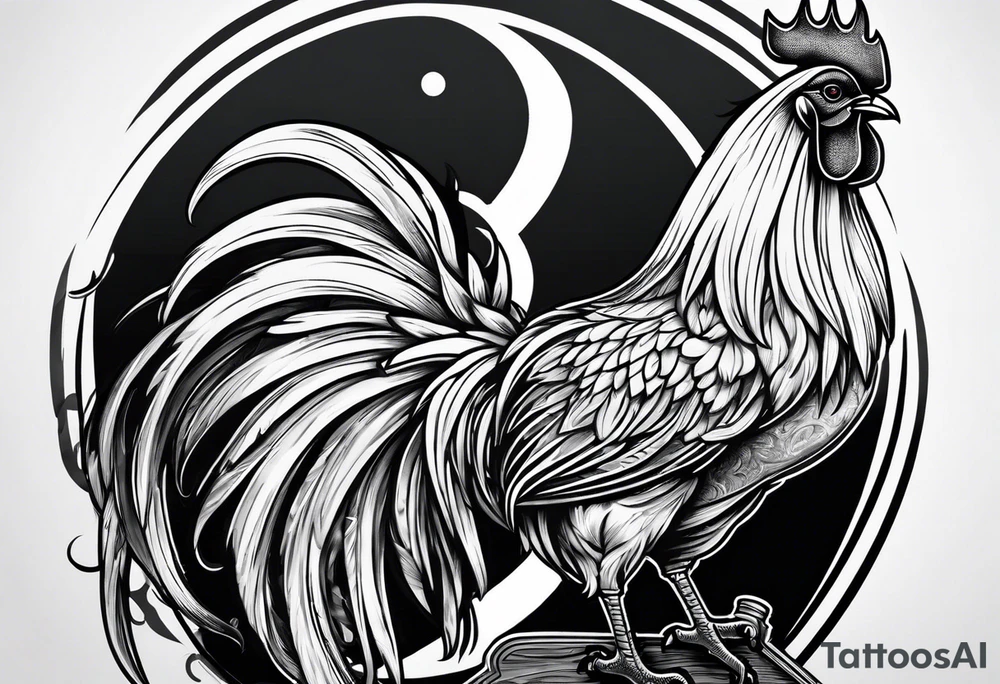 rooster holding a  gun tattoo idea