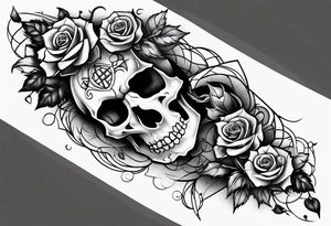 tattoo fool sleeve, old broken gothic home, broken sword, tree roots break out of the chains, roses tattoo idea