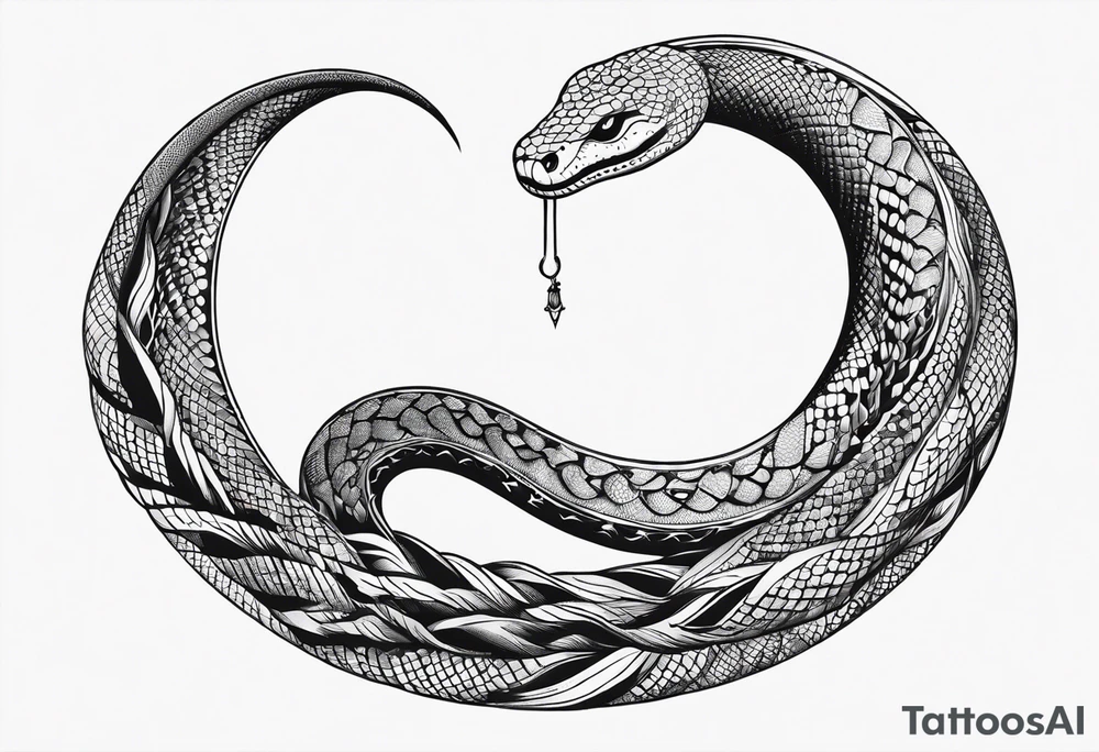snake as a crescent moon, no face tattoo idea