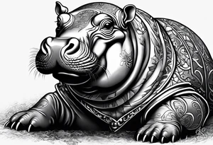 Baby hippo with a stern face tattoo idea
