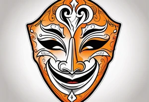 Crying mask that is orange and black tattoo idea