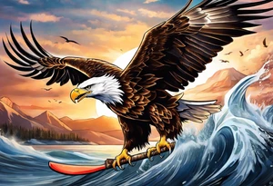 eagle attacking with oar tattoo idea