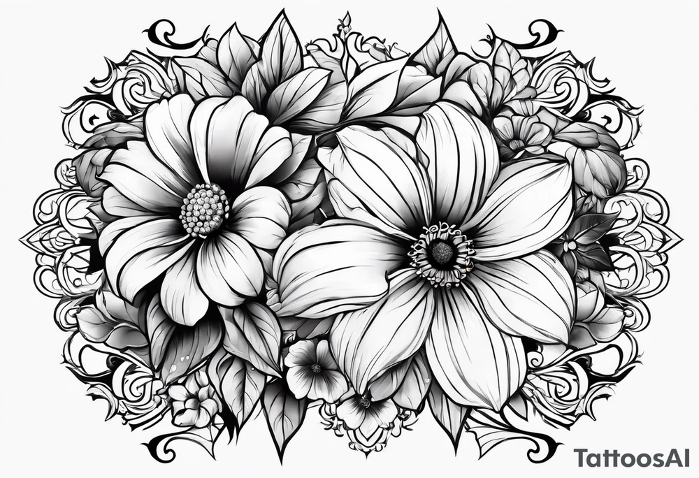 ornaments of flowers tattoo idea